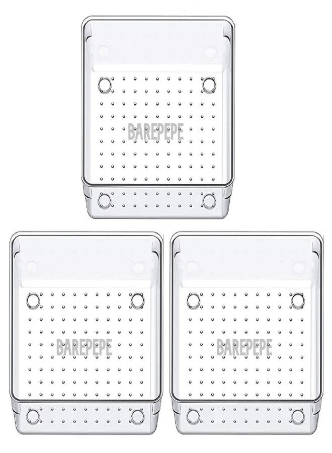 BAREPEPE 6x6x2 Inch Unbreakable Plastic 3-Piece Drawer Organizer Trays for Multipurpose Use (Clear) - Image 1